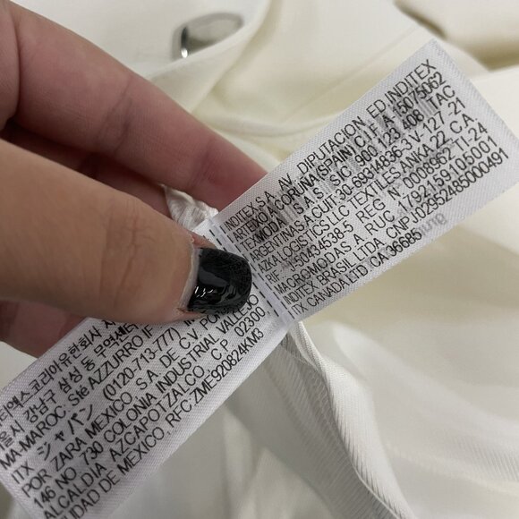 Zara Womens Blazer suit Jacket Size S White Tailored collarless 2399/593 NWT - Picture 7 of 13